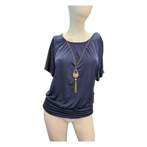 AGB Blue Blouse SZ Small Necklace Set New With Tags top